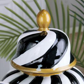 Black and White Striped Ginger Jars - Free US Shipping!