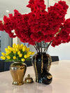 Shiny Black Ginger Jar with Artistic Golden Stripes