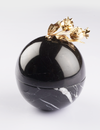 Black Marble Sphere Decor with Golden Ornament