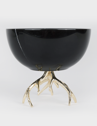 Brass Footed Marble Bowl - Gold