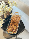 Classic Rectangular Clear Glass Tray With Golden Handles - Free Shipping in US!