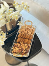 Buy 2 Offer: Classic Rectangular Clear Glass Tray With Golden Handles - FREE Shipping in the US!