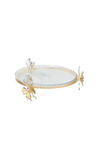 Round Clear Glass Tray With Butterflies