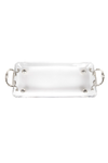 Rectangular Clear Glass Tray with Classic Silver Handles