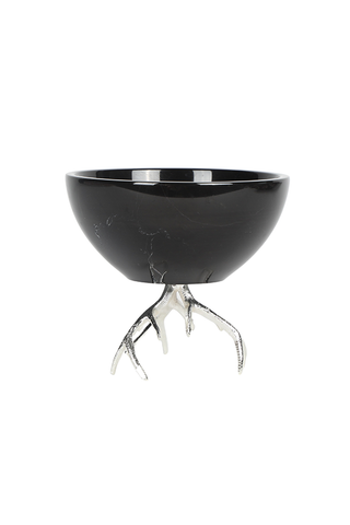 Brass Footed Marble Bowl - Silver