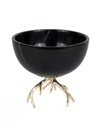 Brass Footed Marble Bowl - Gold