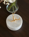 White Marble Round Box with Golden Horns