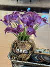 Silver Flower Vase with Golden Braids