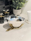 Silver Bowl With Golden Leaf Base - Free shipping in US!