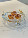 Hexagon Shaped Glass Platter with Butterfly Motives - Free Shipping in US!