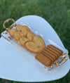 Buy 2 Offer: Classic Rectangular Clear Glass Tray With Golden Handles - FREE Shipping in the US!