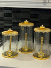 Golden Glass Canister Bundle - Offer Includes 3 Canisters + 3 Golden Spoons + Free US Shipping!