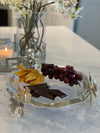 Hexagon Shaped Glass Platter with Butterfly Motives - Free Shipping in US!