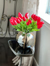 Silver Flower Vase with Golden Braids