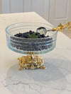 Round Serving Glass Bowl with Golden Pedestal - Free Shipping in US!