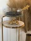 Round Serving Glass Bowl with Golden Pedestal - Free Shipping in US!