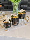 3 Pcs Butterfly Lid Black Jar Set