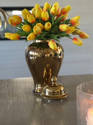 Bundle - Golden Ginger Jar with Two Tone Tulips - 24 Stems - Free US Shipping!